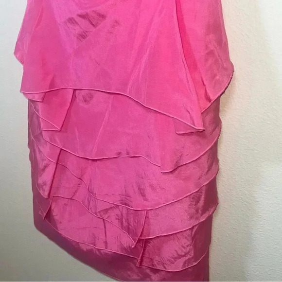 Antonio Melani Pink Silk Strapless Dress with Ruffled Bottom Sz 4 - Picture 9 of 12